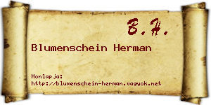 Blumenschein Herman névjegykártya